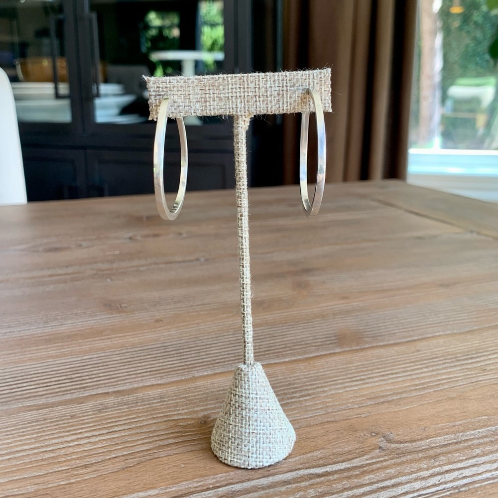 Basic Plain Sterling Silver Circle Hoop Post Stud… - image 1